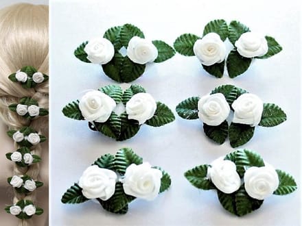 6 HAAR BLOEMEN CLICKS ROOSJES WIT