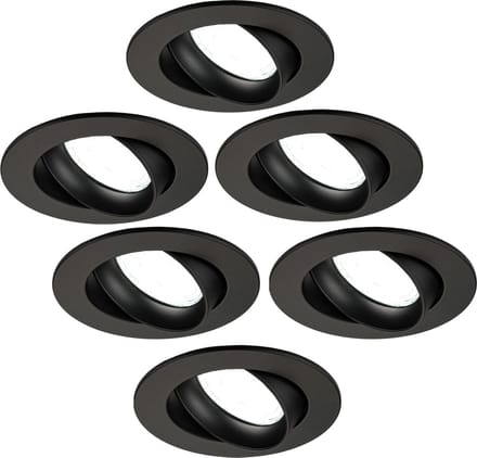 Ledvion - 6X LED Inbouwspot Rio - Zwart - Dimbaar - 3W - 6500K - Ø85 mm