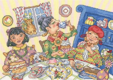 Bothy Threads borduurpakket Tea and Cake XWB2 telpatroon