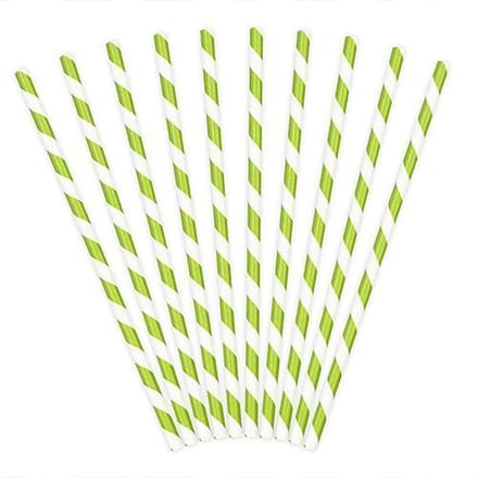 Rietjes Stripes Wit/Lime Groen (10 stuks)