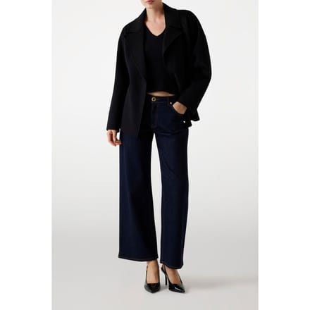 GUESS Ella Belted Short Co Jet Black A996 Größe: 46 | Wickelmäntel Outlet | Damen | Schwarz