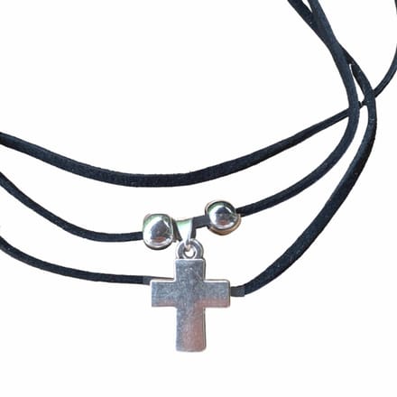 Enkelbandje-Kruis-Wikkel-Zwart-22-32 cm - Charme Bijoux