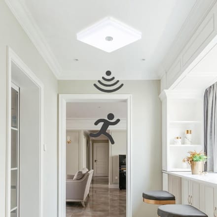 Vierkante LED Plafondlamp met Bewegingssensor voor Binnen, 30W Koel Wit Licht