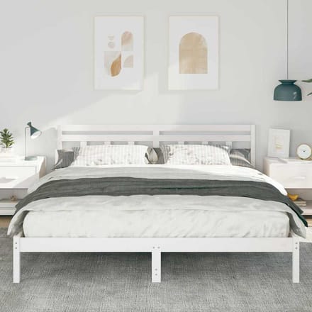 vidaXL - Bedframe - Wit - 200 - x - 200 - cm - Massief - grenenhout