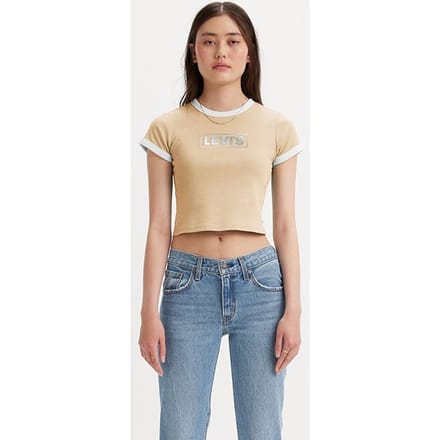 Levi's Graphic T-shirt Beige Größe: L | Hemden Outlet | Damen | Braun