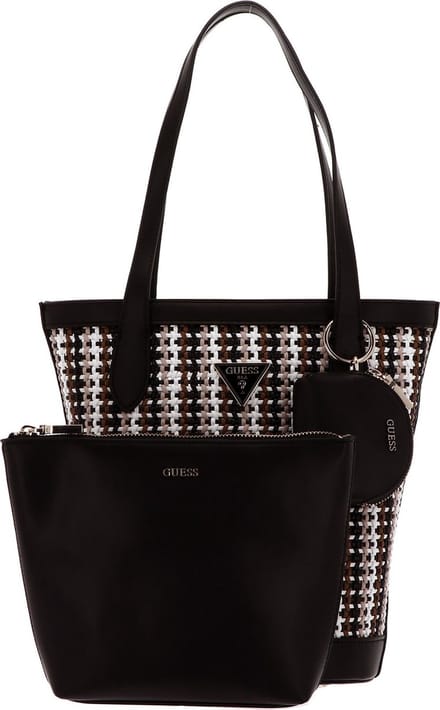 GUESS Schoudertas Shopper Emelda Tote Bag Black Multi Veelkleurig