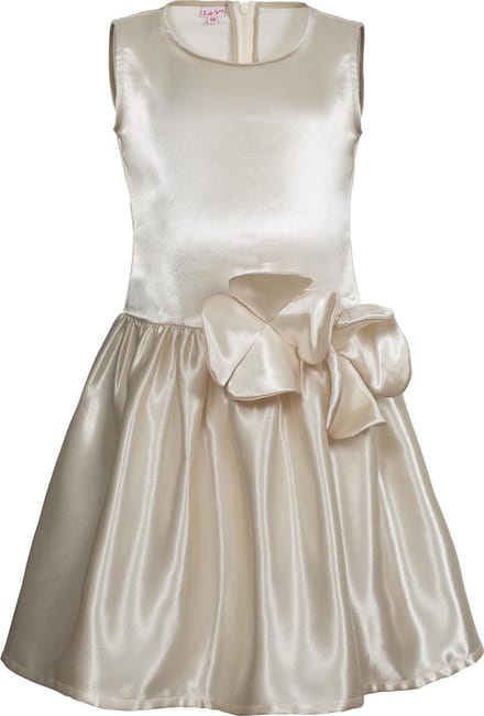 La V  Feestelijke jurk met bloemen op de taille  Cream - 116