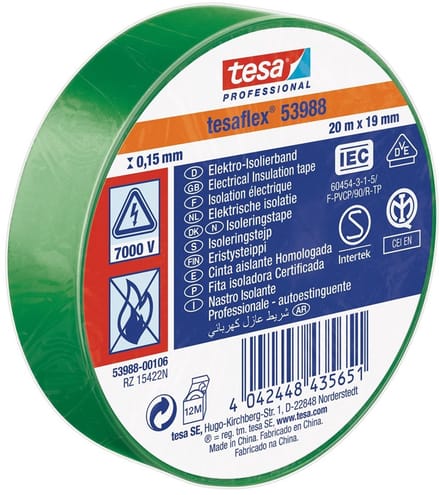 Tesa Isolatietape 19mm - 20 meter - Groen