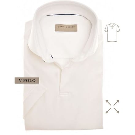 John Miller Slim-Fit Hyperstretch Short Sleeve V-Polo Antiekwit / male