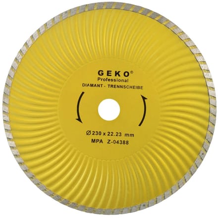 GEKO Diamantschijf - Turbo Plus Rand - 230 mm - Voor Steen en Beton