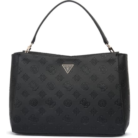 GUESS handtas schoudertas Tisha Girlfriend Satchel Black Logo zwart