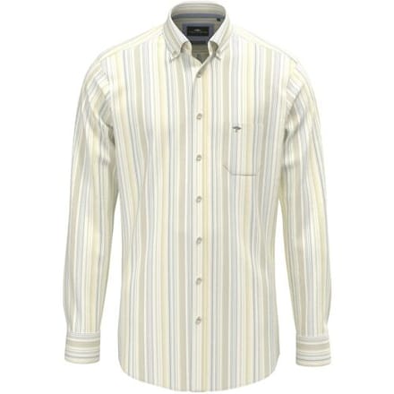 Fynch-Hatton Overhemd Poplin Multi Stripes Button-Down Pale Yellow / male