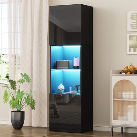 STILVORA Vitrinekast 45x35x160cm - Staande Vitrinekast met LED en Glasplank - Modern Design - Wit