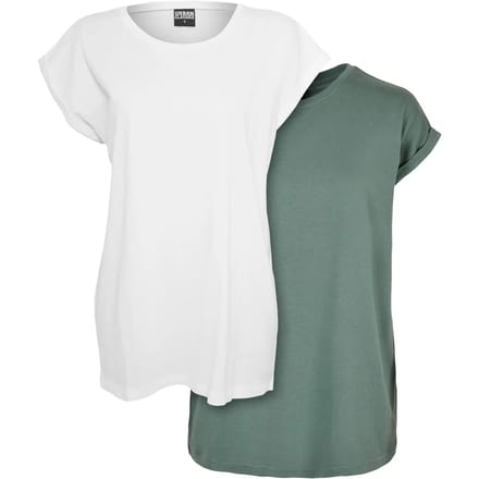 Urban Classics - Extended Shoulder 2-pack Top - XS - Wit/Groen