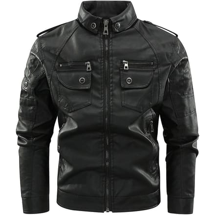 Gewassen Retro Leren Jas met Knap Vakmanschap 4XL black