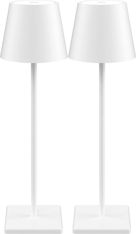 2 Stuks - Oplaadbare Tafellamp - Dimbaar - Aluminium - Bureaulamp - Waterdicht - 38CM - Nachtlamp - Wit