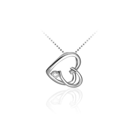 Juwelier Emo - Zilveren Ketting met hanger - Hart Ketting Zilver - 01112 - LENGTE 45 CM