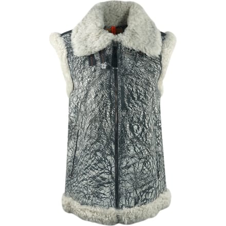 Parajumpers Sax Shearling Nine ijzergrijs lederen gilet