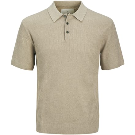 Jack & Jones - Heren Polo SS Cooper Knit Polo - Beige - Maat M
