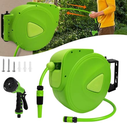 Zylo® Wandslangenbox - Compacte Slanghaspel - Draaibare Slanghaspel - Groen - 45cm x 37cm x 21cm