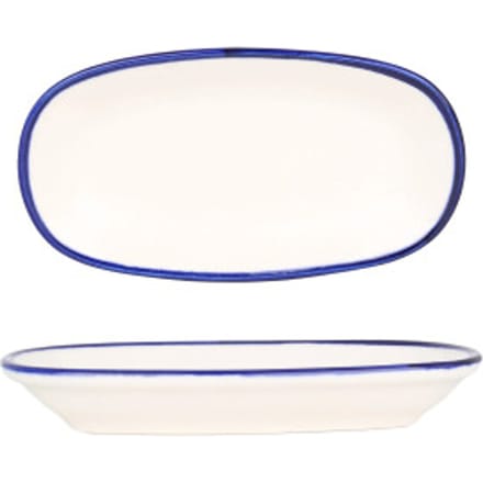 Rinart Serveerschaal - Blue Edge - Porselein - 16x9 cm - set van 2