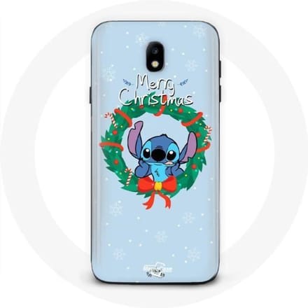 Coque pour Samsung Galaxy J7 2017 Stitch neige joyeux Noël bleu