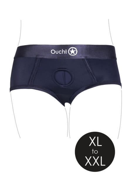 Ouch! by Shots - Vibrating Strap-on Brief - XL/XXL - Black