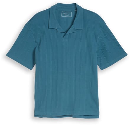 Tom Tailor Denim - Poloshirt met relaxte pasvorm en wafelstructuur - Maat L - classic dust blue