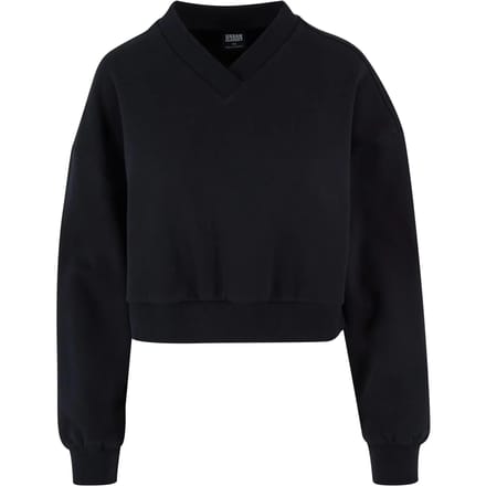Urban Classics - V-Neck Crop Sweater/Trui - S - Zwart