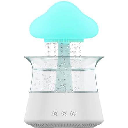 Cloud Rain-luchtbevochtiger met 7 kleuren LED-verlichting Waterdruppelpaddestoelmistverspreider met afstandsbediening voor wit