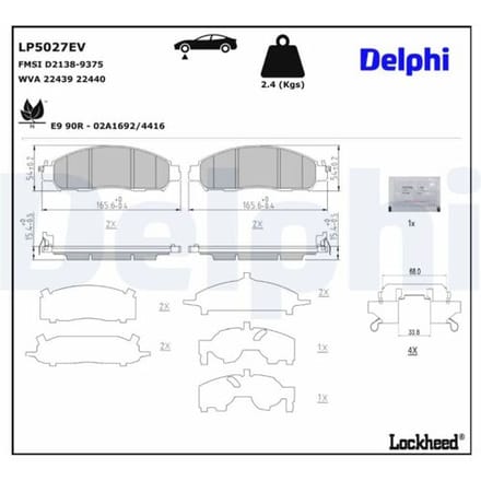 Remblokset, schijfrem DELPHI LP5027EV