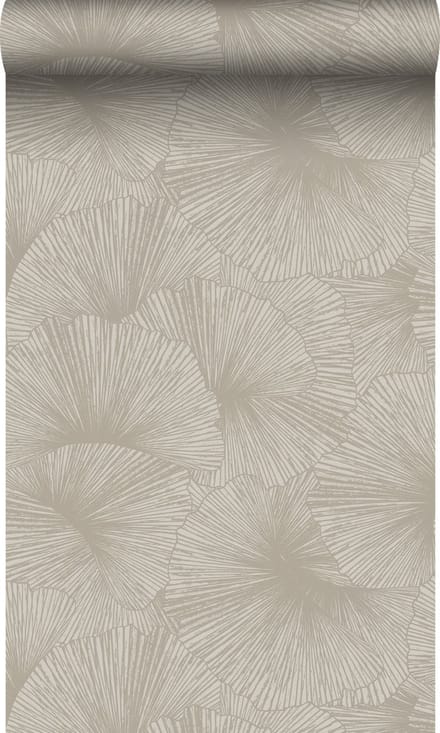 Origin Wallcoverings behang 3D-motief bladeren taupe - 53 cm x 10.05 m - 348007