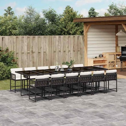 vidaXL - 13-delige - Tuinset - met - kussens - poly - rattan - zwart