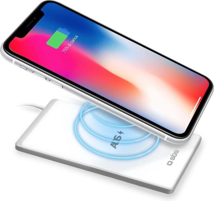 SBS Ultra Thin Draadloze Oplader 15W – Qi Oplaadstation voor Smartphone – Wit