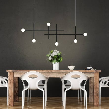 Bopp LED hanglamp Cross, zwart, aluminium, 6-lamps