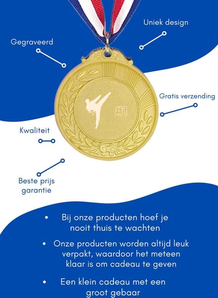 Akyol - karate 2 medaille goudkleuring - Karate - familie vrienden - cadeau