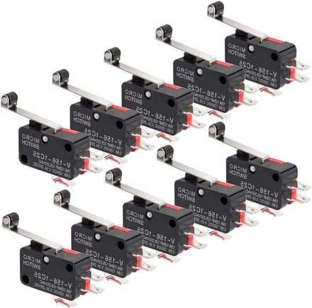 10 Stuks Micro Eindschakelaars met Lange Scharnier Roller - Momentary SPDT Snap Action voor Arduino