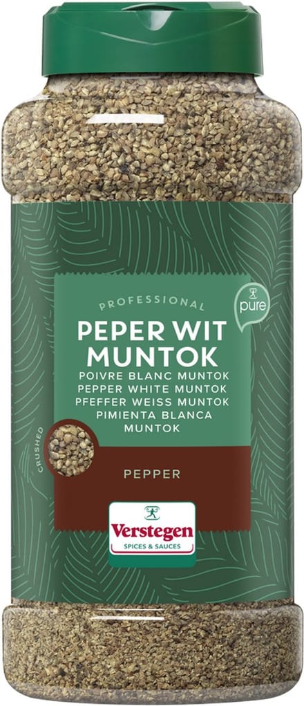 Verstegen - Peper wit Muntok gestampt - Pure - Strooibus large - Peper & zout - 625g