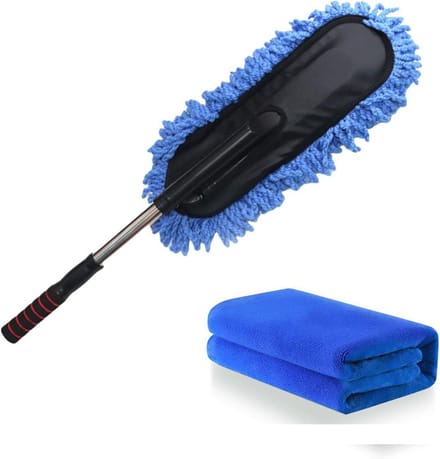 Autostofdoek Set - Auto Duster - Auto Reinigen - Telescopisch Ontwerp - 53-66 cm - Blauw