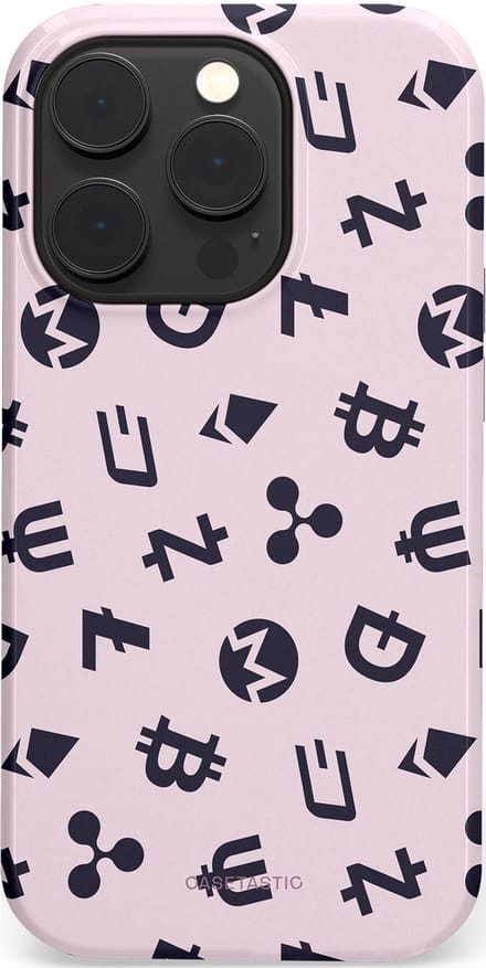 Casetastic hoesje geschikt voor Apple iPhone 14 Pro - MagSafe - Dubbellaagse bescherming - Crypto flow - Fashion Case - Lichtgrijs Donkergrijs Wit