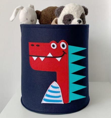 Without Lemon - Rode Dino - Multifunctionele Opbergzak - Speelgoed mand - Wasmand - Decoratie mand - Organizer - 35x35 cm