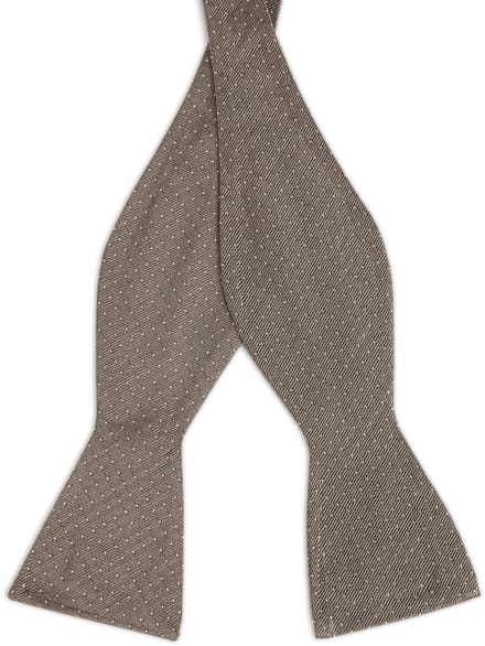 Beige Zijden Gestippelde Zelfbinder Vlinderdas