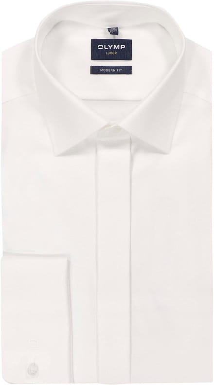 OLYMP Luxor modern fit overhemd - smoking overhemd structuur - offwhite - Strijkvrij - Boordmaat: 45