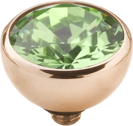 Melano twisted steen rond - Ros‚goudkleurig + Aqua green - Dames - 8mm