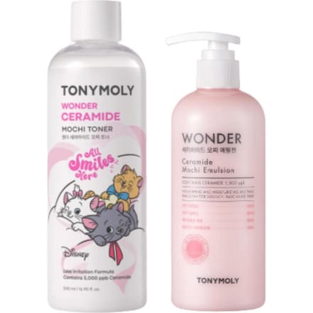 TONYMOLY Wonder Ceramide Mochi Toner 500ml + Set Emulsion 300ml white