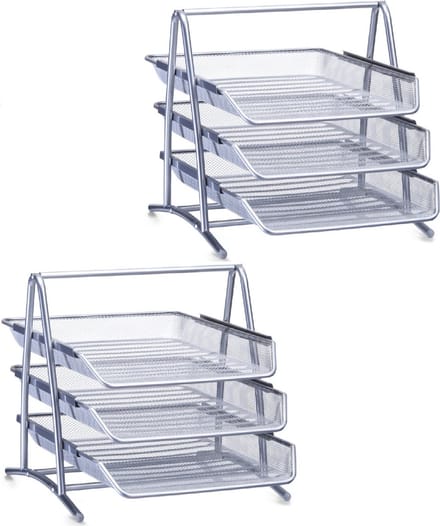 Zeller Brievenbak - 2x - metaal - postbakjes - 35 x 27 cm - sorteerrek - mesh
