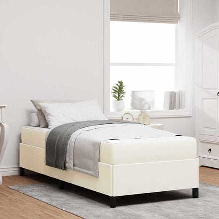 vidaXL - Bedframe - met - matras - Crème - 100 - x - 200 - cm - Stof
