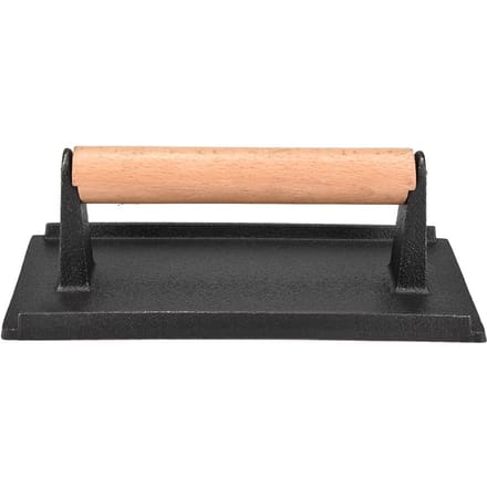Commercieel Gietijzeren Steakgewicht Houten Handvat Bacon Grill Hamburgerpers beige