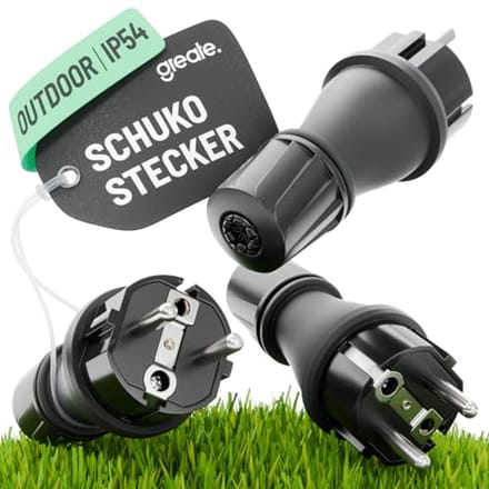 3 x 230V Waterdichte Schuko Stekker IP54 met Knikbescherming