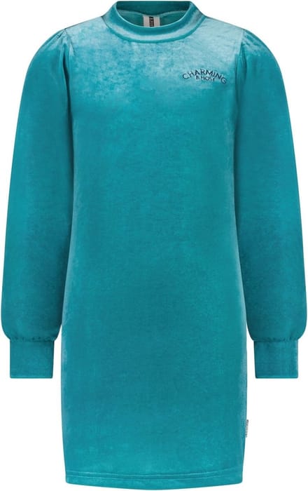 Meisjes jurk fluweel met col - Laguna groen